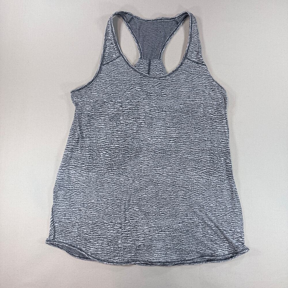Lululemon Essential Pleated Racerback Tank Top Grey White Static Space Dye